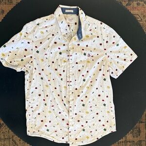 Original Penguin White Shirt with Multicolor Leaf Pattern